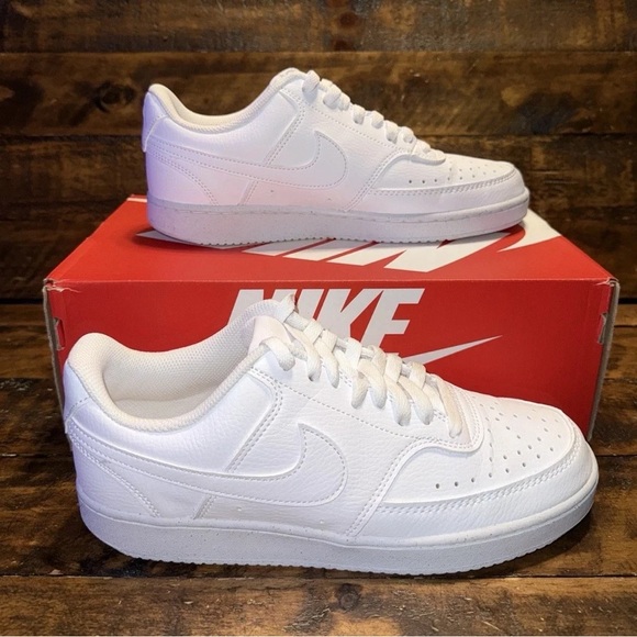 Women's Nike Court Vision Low Casual Shoes - Triple White CD5434_100 - Picture 8 of 14